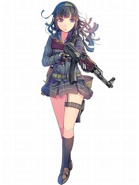 Ak 47 Assaultrifle Blackhair Daito Firearm Gun Hairband Karasawa