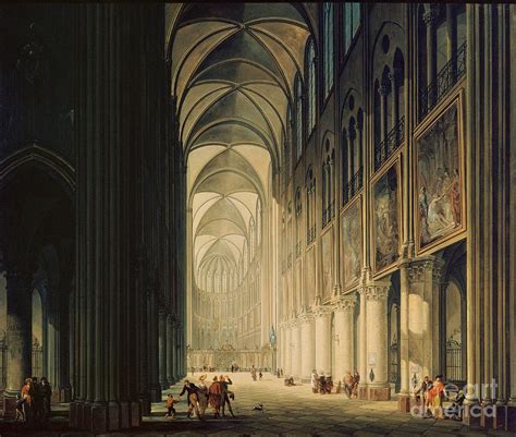 Interior View Of Notre Dame Cathedral Painting By Jean Francois