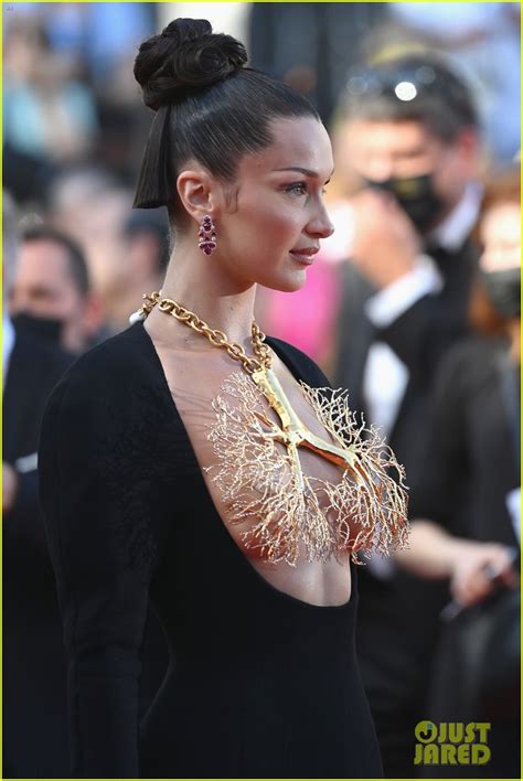 Bella Hadid Stuns With Incredible Gold Dipped Lungs Look At Cannes Film
