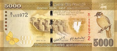 Sri Lanka 5000 Rupees 2010 Unc Lkapn128a Sri Lanka