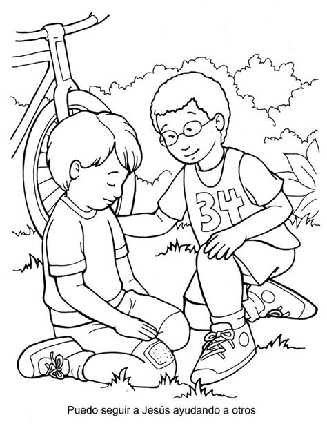 I Can Follow Jesus By Helping Others Coloring Page Sunday School