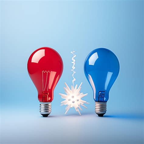 Premium Ai Image A Red And Blue Light Bulbs