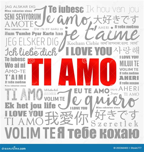 ti amo i love you in italian in different languages of the world stock illustration