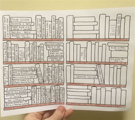 Printable Full Page Popsugar Reading Challenge 2018 Bookshelf Etsy