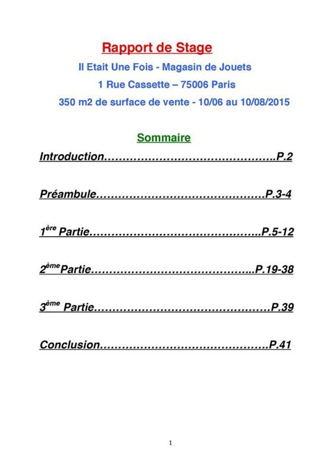 Exemple De Rapport De Stage Vente Pret A Porter  Le Meilleur Exemple