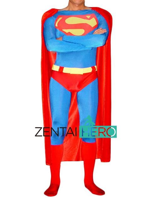 Free Shipping Dhl Adult Superman Costume Skin Tight Lycra Spandex Classic Red And Blue Adult