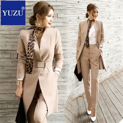 Pant Suits For Women Blazer Set Autumn Lady Business Office Work Korean