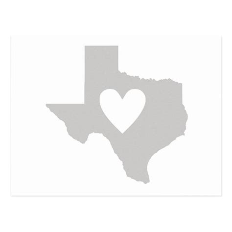 Heart Texas State Silhouette Postcard Zazzle