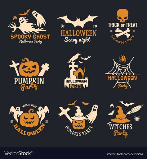 Halloween Badges Party Scary Logo Horror Symbols Vector Image