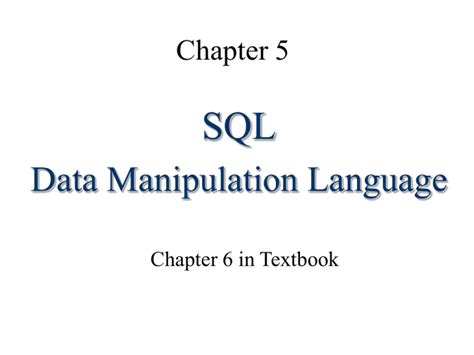 Sql Data Manipulation Language