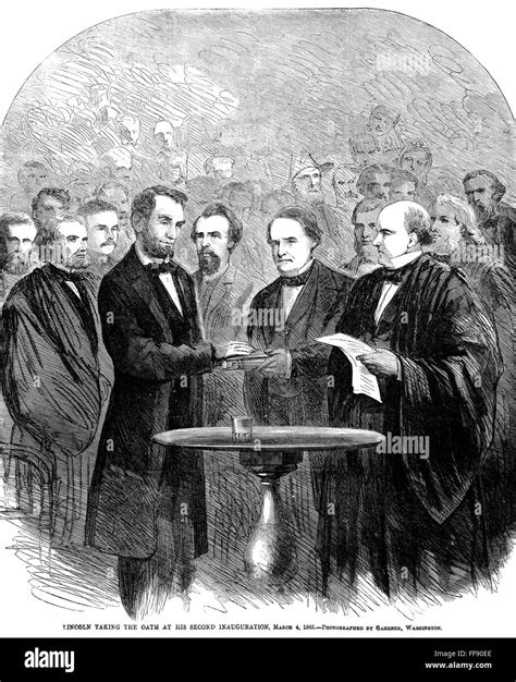 Lincolns Inauguration Npresident Abraham Lincoln Taking The Oath Of