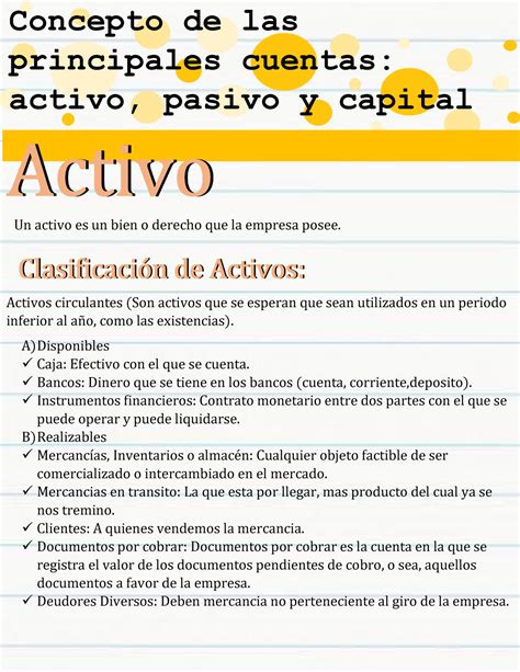 Concepto De Cuentas De Activo Pasivo Y Capital Concepto De Las