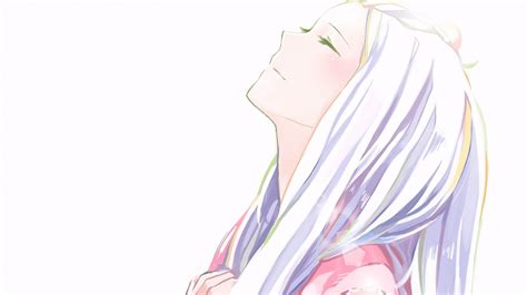 Wallpaper Face Drawing Illustration Blonde Long Hair Closed Eyes Anime Girls White