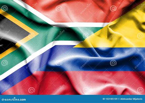Waving Flag Of Columbia And South Africa Stock Illustration