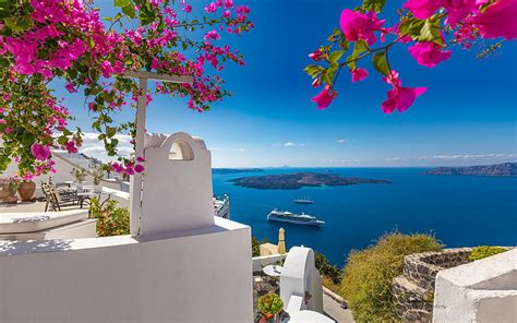 Aegean Sea Romantic Place Summer Resort Santorini Cyclades Islands