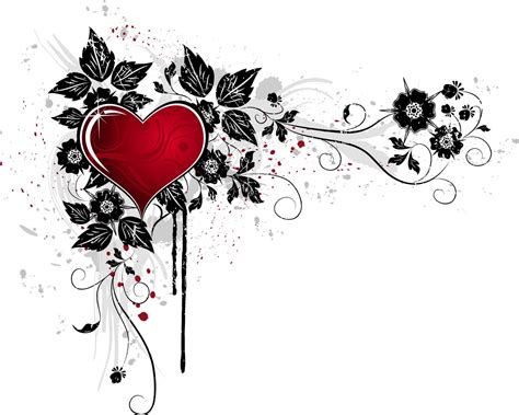 grunge heart  floral background vector