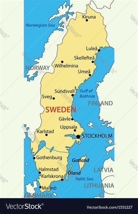 Kingdom Of Sweden Map Royalty Free Vector Image
