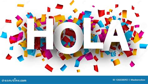 Hola Card With Colorful Confetti Stock Vector Illustration Of