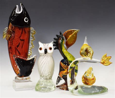 4 Italian Murano Art Glass Animal Sculptures Sold At Auction On 19th