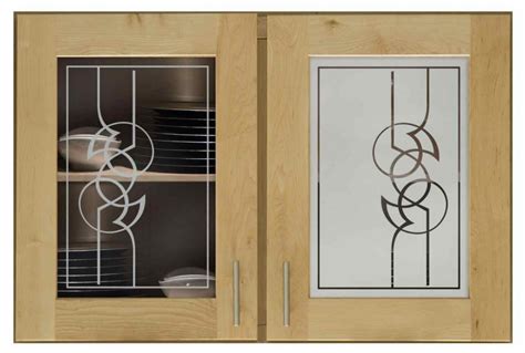 Glass kitchen cabinet doors are more versatile and adaptable than you think plus they also have a a cool thing about frosted glass, however, is the fact that it can be etched with custom patterns and designs. Modern Scroll 284 Cabinet Glass - Sans Soucie Art Glass