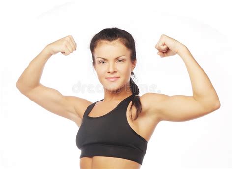 Young Sporty Woman Flexing Her Biceps Stock Photo Image 44801246