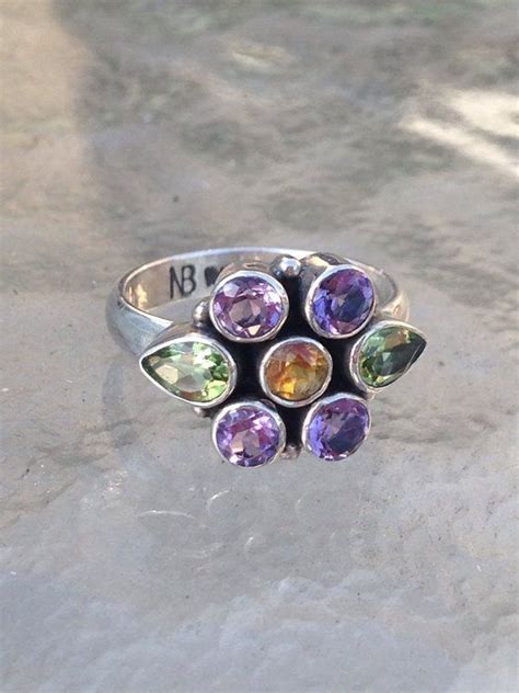 Nicky Butler Ring Sterling Silver Amethyst Peridot And Citrine