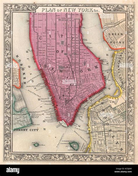 1860 Mitchell Map Of New York City New York First Edition Stock