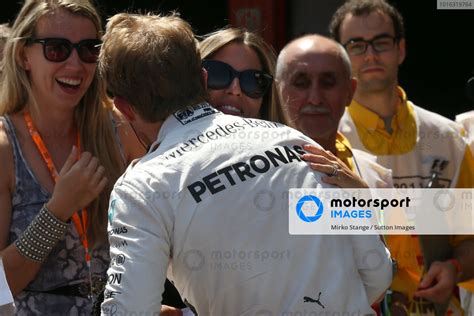 Pole Sitter Nico Rosberg Ger Mercedes Amg F Celebrates With His Wife Vivian Sibold Ger In