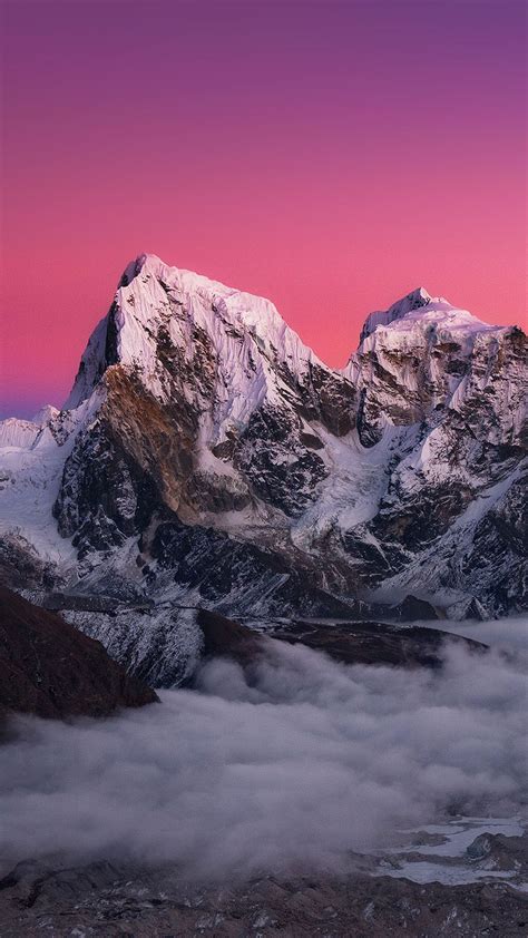 Breathtaking Icy Mountains Red Sky Wallpaper For Iphone