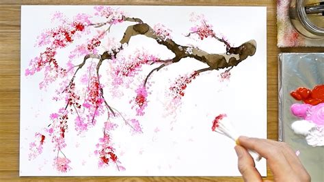 Cherry Blossom Tree Acrylic Portray Method Art Web Sale