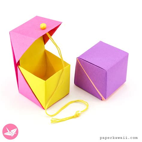 Origami Hinged Box Tutorial Medium Size Paper Kawaii