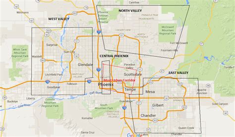 Locations Of East Valley West Valley Etc Phoenix