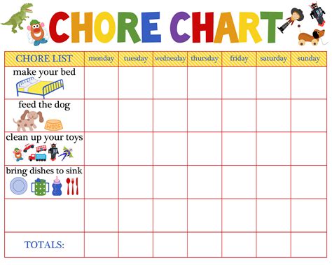Chore Chart Kids Chore Chart For Toddlers Preschool Chore Charts