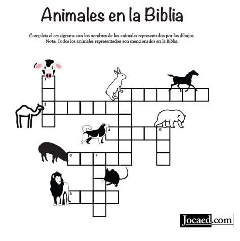 Juego 100% en español y totalmente gratis. Juego Bíblico: Crucigrama Bíblico — Animales en la Biblia