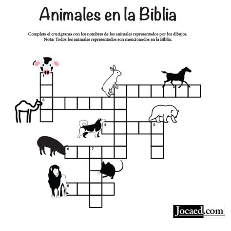 Dos ejercicios bíblicos que ustedes me han compartido. Juego Bíblico: Crucigrama Bíblico — Animales en la Biblia