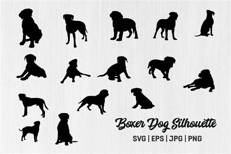 Boxer Dog Silhouettes Boxer Dog Svg Graphic By Designlands