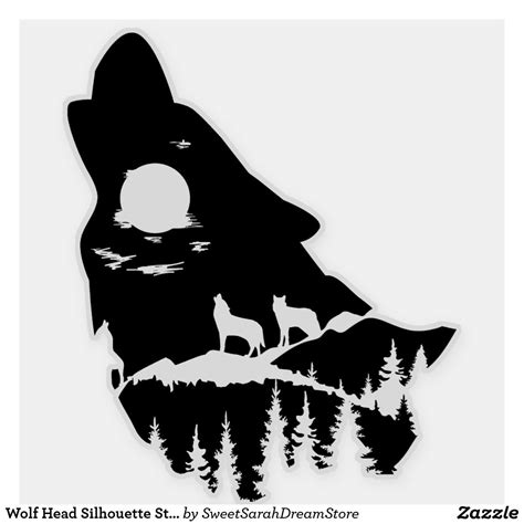 Wolf Head Silhouette Sticker In 2020 Silhouette Art