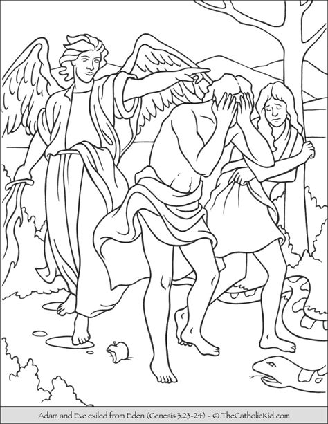 bible coloring page adam and eve exiled from eden