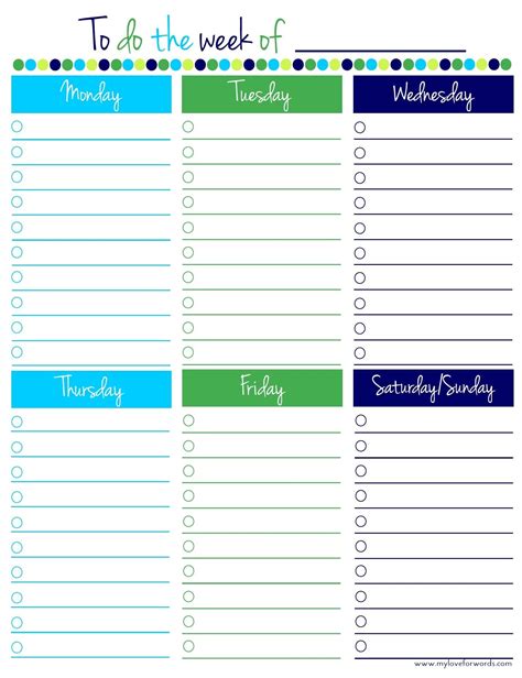Free Weekly Planner Template Monday To Friday Template Calendar Design