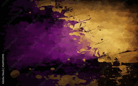 Vecteur Stock Purple Golden Abstract With Painted Grunge Background