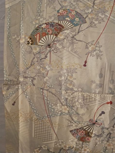 Vintage Japanese Silk Rinzu Kimono Fabric 160 Cm X 36 Cm 62 X 14