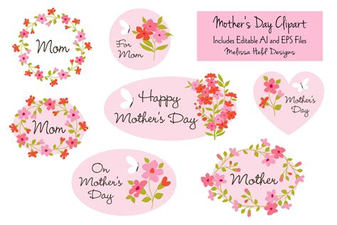 Polish your personal project or design with these. Mother's Day Clipart (179795) | Illustrations | Design Bundles