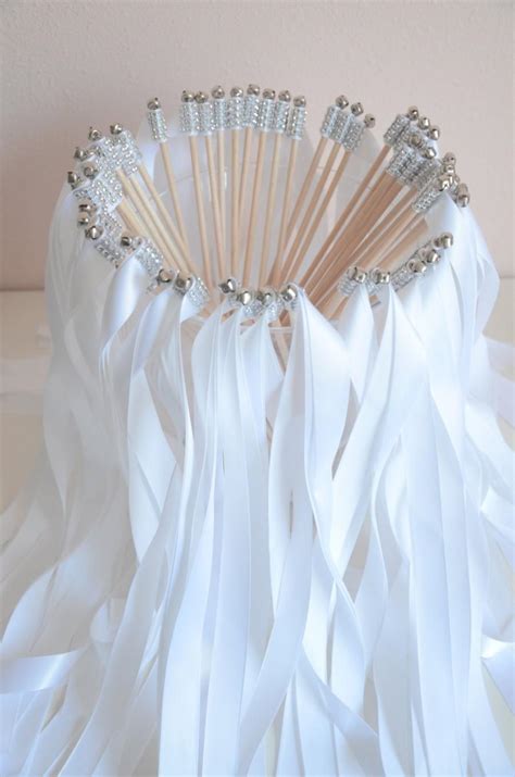 Chic Wedding Ribbon Wands Send Off Set Of 100 Double Ribbon Wands With