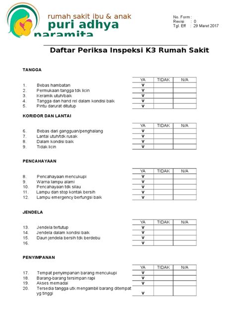 Form Inspeksi K3 Rumah Sakitdoc