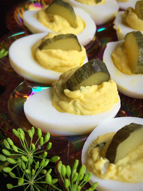 The recipe includes tasty variations that feature bacon, chipotle peppers and crab.—jesse & anne foust, bluefield, west virginia homerecipesdishes & bev. Dill Pickle Deviled Eggs Recipe - The Kitchen Magpie - Low ...