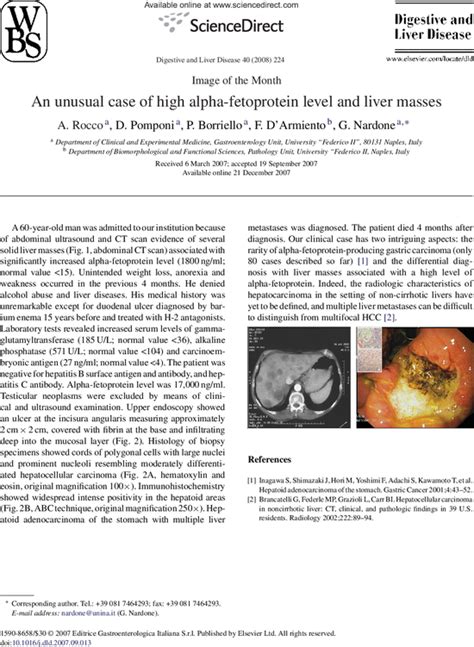 Lower alpha fetoprotein and higher risk of hepatocellular carcinoma, study from the type 2 diabetes mellitus patients. An unusual case of high alpha-fetoprotein level and liver ...