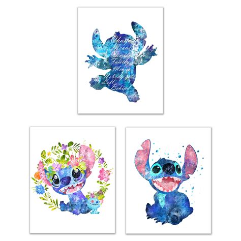 Buy Lilo And Stitch Wall Art Set Of 3 8 Inches X 10 Inches Ohana