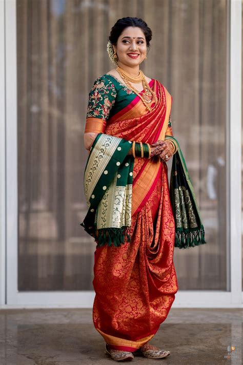 Photo Of A Happy Marathi Bride In Silk Nauvari Saree Indian Bridal