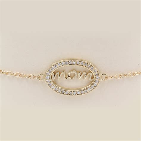 Oval Design Diamond Mom Bracelet In 14k Yellow Gold Fascinating Diamonds