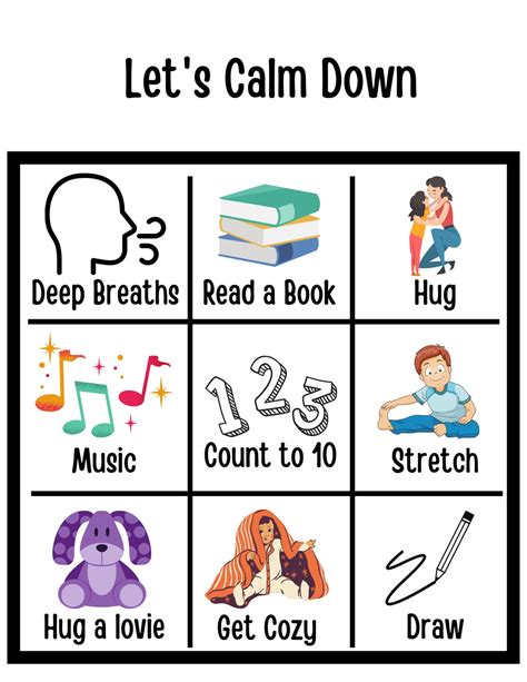 Calm Down Techniques Chart Calming Down Toddlers Children Kids